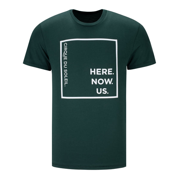 ECHO Cube HERE. NOW. US. T-Shirt in Dark Green - Front View