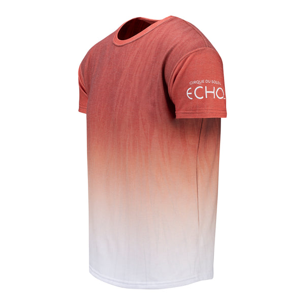 ECHO Wrinkle T-Shirt in Red and White Ombre - Left Side View